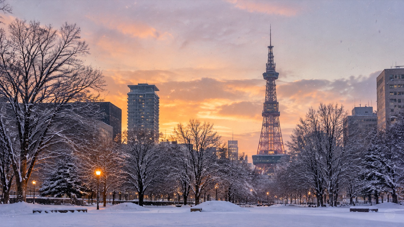 雪の大通公園とさっぽろテレビ塔